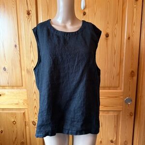 Quince Women European Flax 100% Linen Tank Top XL Sleeveless Black Minimalist